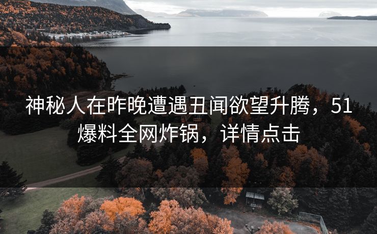 神秘人在昨晚遭遇丑闻欲望升腾，51爆料全网炸锅，详情点击