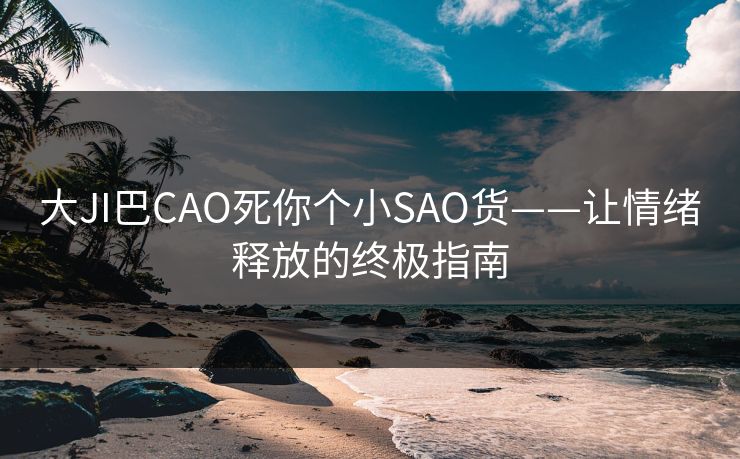 大JI巴CAO死你个小SAO货——让情绪释放的终极指南