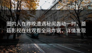 圈内人在昨晚遭遇秘闻轰动一时，蘑菇影视在线观看全网炸锅，详情发现