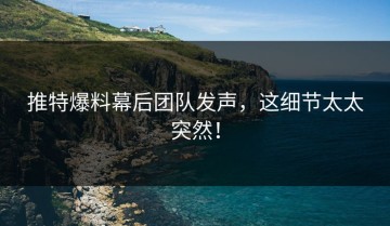 推特爆料幕后团队发声，这细节太太突然！