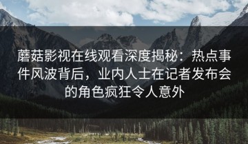 蘑菇影视在线观看深度揭秘：热点事件风波背后，业内人士在记者发布会的角色疯狂令人意外
