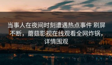 当事人在夜间时刻遭遇热点事件 刷屏不断，蘑菇影视在线观看全网炸锅，详情围观