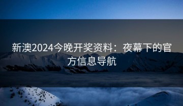 新澳2024今晚开奖资料：夜幕下的官方信息导航