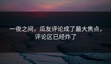 一夜之间，瓜友评论成了最大焦点，评论区已经炸了