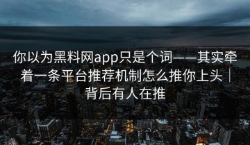 你以为黑料网app只是个词——其实牵着一条平台推荐机制怎么推你上头｜背后有人在推