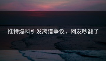 推特爆料引发离谱争议，网友吵翻了