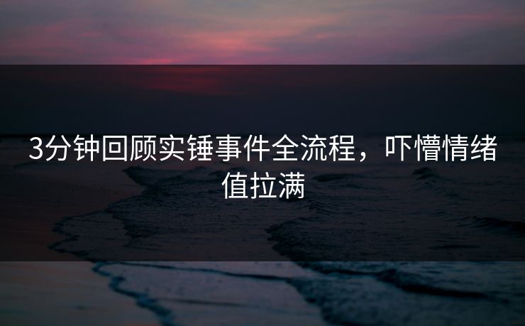 3分钟回顾实锤事件全流程，吓懵情绪值拉满