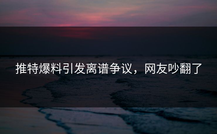 推特爆料引发离谱争议，网友吵翻了