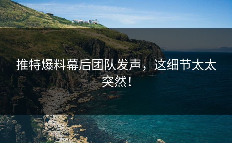 推特爆料幕后团队发声，这细节太太突然！