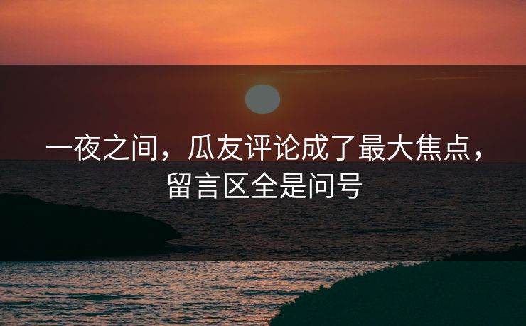 一夜之间，瓜友评论成了最大焦点，留言区全是问号