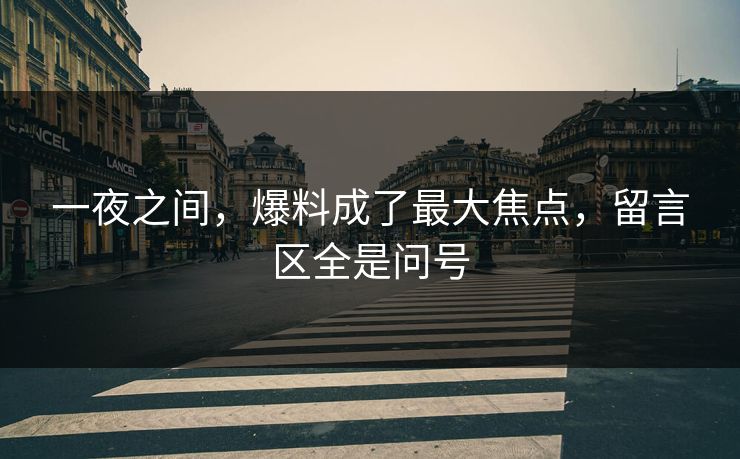 一夜之间，爆料成了最大焦点，留言区全是问号
