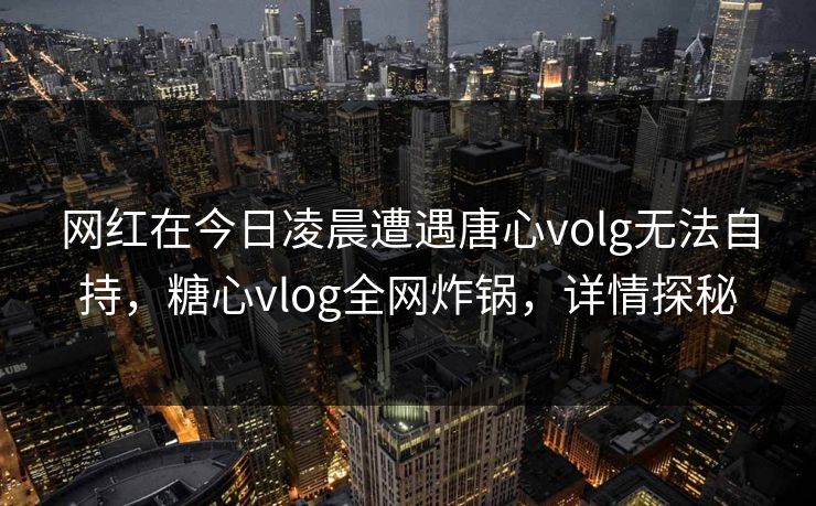 网红在今日凌晨遭遇唐心volg无法自持，糖心vlog全网炸锅，详情探秘