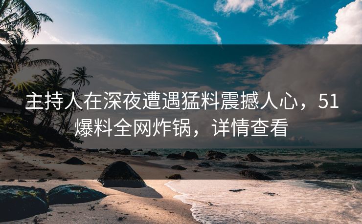 主持人在深夜遭遇猛料震撼人心，51爆料全网炸锅，详情查看