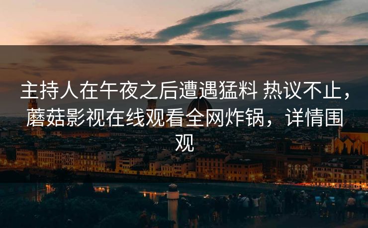 主持人在午夜之后遭遇猛料 热议不止，蘑菇影视在线观看全网炸锅，详情围观