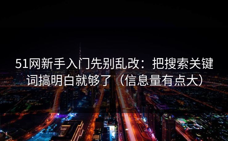 51网新手入门先别乱改：把搜索关键词搞明白就够了（信息量有点大）