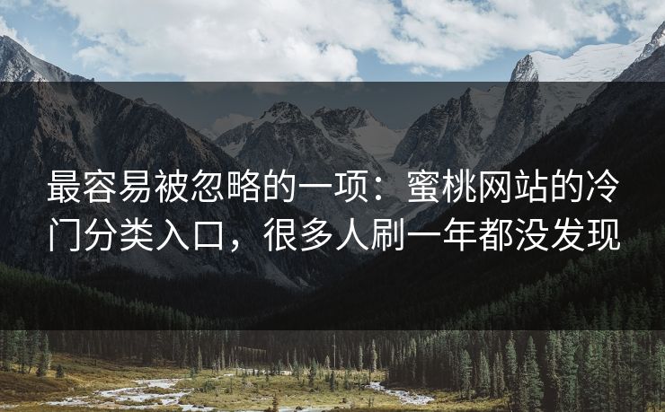最容易被忽略的一项：蜜桃网站的冷门分类入口，很多人刷一年都没发现
